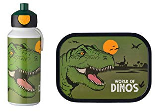 Mepal - Set de Almuerzo Campus - Fiambrera para Niños con Botella Pop-up - para el Colegio o para Llevar - Sin BPA - 400 ml + 750 ml - Dino
