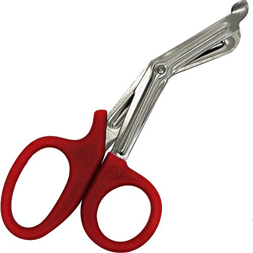 ABE Ciseaux de premiers secours en acier inoxydable - 19,1 cm - Ciseaux médicaux pour bandage - Ciseaux EMT pour fournitures d'urgence - Rouge