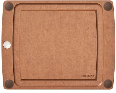 Epicurean All-In-One Cutting Board with Non-Slip Feet and Juice Groove - Non-toxic, Dishwasher Safe, Made in the USA, 11.5 x 9, Nutmeg