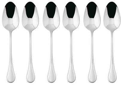 Sambonet Royal 52563A37 Set mit Mokka-, Kaffee- und Dessertlöffeln aus einteiligem Edelstahl 18/10, Spülmaschinenfest, 6 Stück, Grau