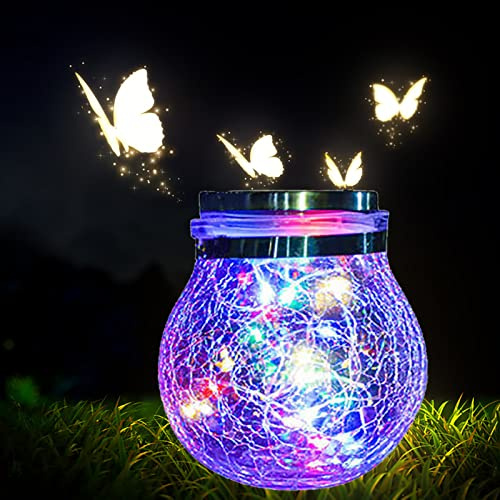 Solarleuchten Garten - XRR 30LED Solar Laterne Hängend Weihnachten Glaslaterne Solarlampen für Außen-IP65 Wasserdicht Solarlichter Gartendeko, für Garten,Partei,Geschenkideen,Balkon Deko（Mehrfarbig）