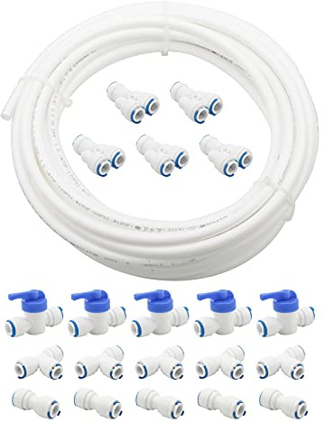 Pxyelec Tubo de suministro de agua de 10 m, kit de conector de refrigerador, filtro de refrigerador, kit de fontanería para refrigerador doble de estilo europeo (3/8 pulgadas)