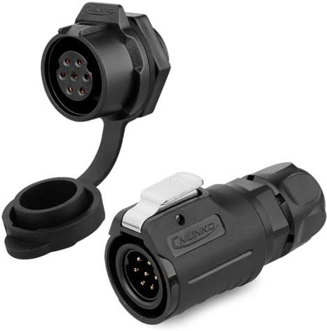 CNLINKO LP-16 Industrieller Wasserdichter Steckverbinder IP68 Rundsteckverbinder Schnellverschluss Luftfahrtstecker PBT-Gehäusestecker Aviation-Anschluss M16 2-9 Polig Gewindebuchse (7 Polig)