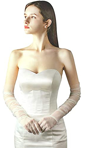 LeJulyeekay Elegante Spitzenhandschuhe für Damen und Mädchen – Hochzeits- & Brauthandschuhe für Abschlussball & Party Abendgarderobe, 1-weiß, Einheitsgröße