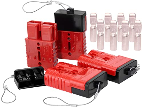Spurtar 175A Connecteur Batterie Câbles de Démarrage à Déconnexion Rapide, 4 Lot 1/0AWG 12-36V pour Voiture, VTT, Ascenseurs, Moteurs, Remorque, Treuil de Remorquage, Rouge