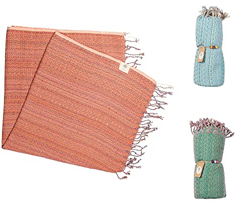 Qiras Hedy Badetuch Strandtuch Orange 165x90cm Hamamtuch XXL Badetuch Saunatuch Poncho Pestemal 100% Baumwolle OEKOTEX Zertifiziert