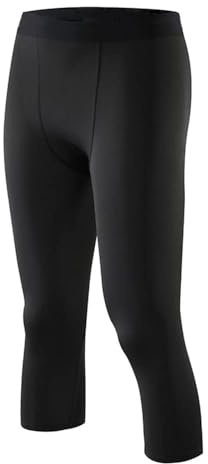 Smatstyle Mallas Hombre 3/4 Leggings Pantalones de Compresión para Hombre Pantalones Deportivos de Entrenamiento Secado Rápido Pantalones de Baloncesto Capa Base Mallas Running Gym (XXL, Negro Puro)