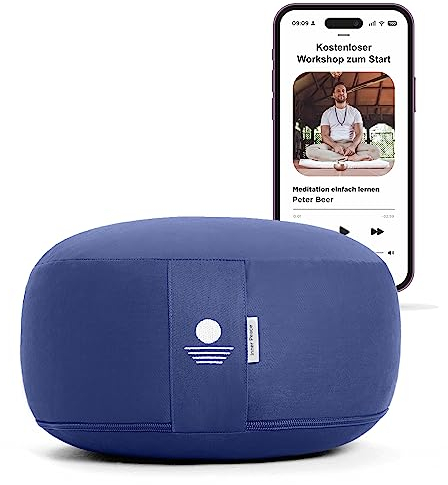 Inner Peace Meditationskissen Yogakissen - Waschbarer Bezug aus 100% Baumwolle (Königsblau)