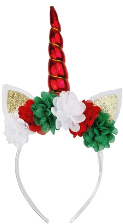 Gummia Einhorn Haarreif mit Blumen, Ohren und Einhorn Horn für Mädchen Erwachsene Damen 1Stk Unicorn Deko Stirnband Kinder Haarschmuck für Geburtstag Party Halloween Karneval Weihnachten Cosplay