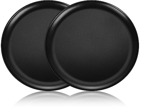 TeamFar Pizza Pan, 12 Inch Pizza Tray Round Baking Pan Set with Stainless Steel Core & Non-stick Coating, for Cooking Serving Roasting Prepping, Healthy & Oven Safe, Heavy Duty & Sturdy – Set of 2