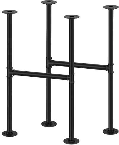 Licperron 2 Pack 30 Inch Industrial Metal Table Legs, Black Pipe Legs for Coffee Desk Furniture