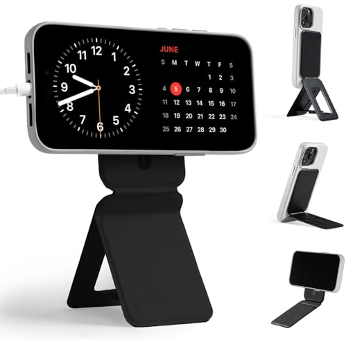 MOFT Stativ für iPhone 16/15/14/13/12 Serie, Snap Unsichtbarer Handy Stativ Ständer mit 3 Modi für Self-Vlogging, Browsen, Makrofotografie, Videoanrufe, Tragbarer Leichter Handy Ständer, Schwarz