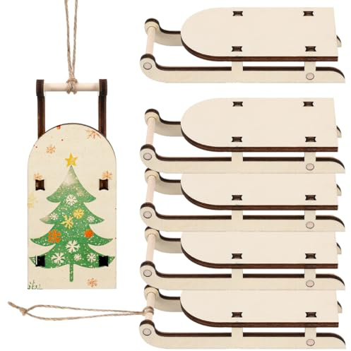 HOMSFOU 12 Stück Schlitten Bürodekoration Miniaturdekoration Holztisch Schlittendekoration Miniaturbäume Zum Basteln Miniaturschlitten Weihnachtsschlitten Holzschlitten
