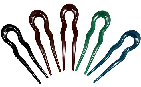 POPETPOP 15pcs U-shaped Resin Hairpins Chopstick Hair Curler Hair Sticks for Buns Updo Accessories Women Tools