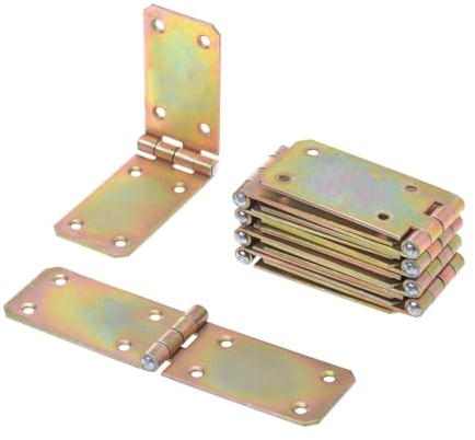 Aqbau® Lot de 10 Charniere Caisse 45 x 150mm Charnière Coffre, charnière plate, Charnières de placard, charnières universelles rectangulaires, Zinc Galvanisé Jaune