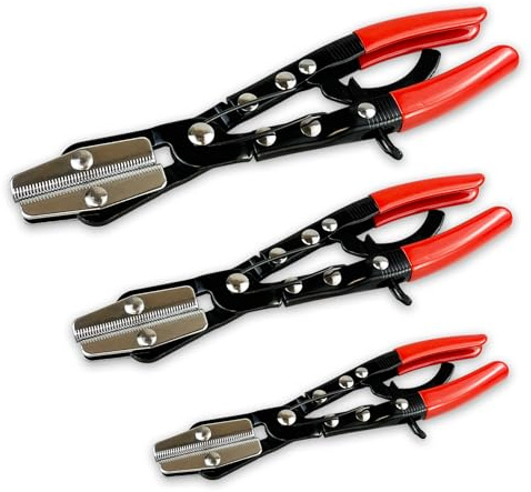 wesleydrill 3pcs Ratcheting Hose Pinch Pliers Set, Automatic Locking Ratcheting, Made of Metal, Fit For hoses, cars, gas pipelines, radiators, brakes, coolant