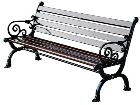 HJYryhyfddply Gartenbank, Terrassen-Parkbank, Metall-Stahlrahmen-Möbel mit Rückenlehne Und Armlehnen for Veranda, Hof, Rasen, Braun (Size : 120CM/47.2IN)