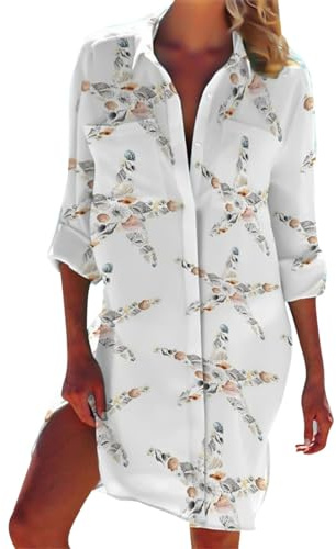 Sommar lös tunika långärmad t-shirt damer v-ringad casual blus polyester skjorta toppar tunika blus gröna toppar & skjortor för gravida kvinnor skjorta V-krage demon t-shirt oversize, Vit, M