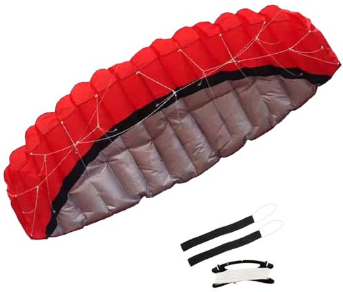 2.5m Rot, Zweileiner Matte, Drachen für Kinder und Erwachsene, 2x25m auf Winder mit Schlaufen