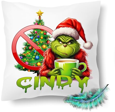 Print Deluxe Lustig bedrucktes Kissen mit Wunschnamen, Kuschelkissen personalisiert mit eigenem Namen, |Geschenk| Muffel Weihnachten | Fotokissen | Motivkissen (ohne Kissenfüllung)