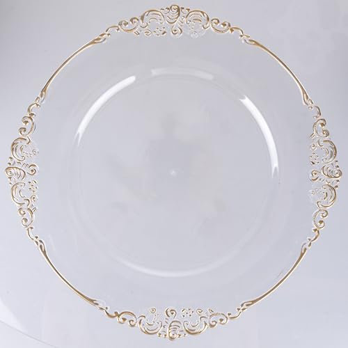 Set 6 Sottopiatto Ø 33 cm trasparente con bordino oro, Baroque
