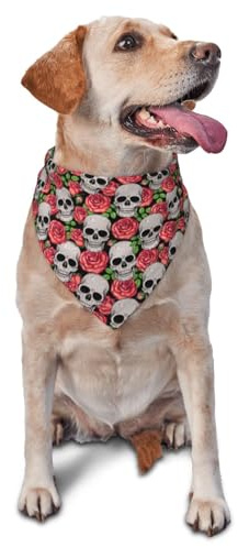Hundehalstuch, Totenkopf und Rosen, Dreieck-Lätzchen, Hundetaschentuch, niedliches Hundezubehör, Hundehalstücher