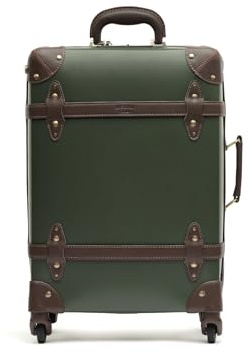 MISAKO Maleta Pequeña de Viaje Vintage Verde Unisex - Equipaje rígido de 55 X 35 X 21 cm de 4 Ruedas