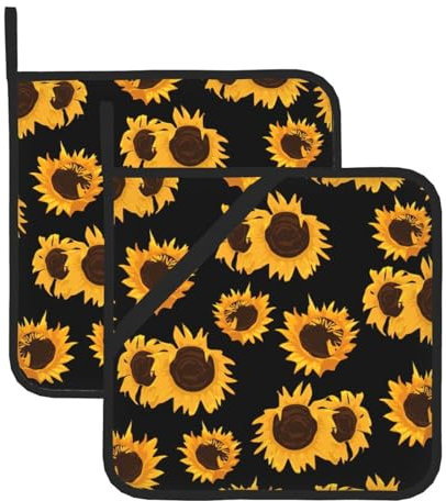 YHBLYKXP Set di 2 presine con stampa di girasoli dorati, presina resistente al calore, per barbecue e cottura