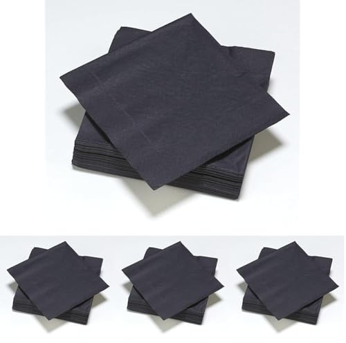 LE NAPPAGE ARTS DE LA TABLE Papierservietten, 33 x 33 cm, 2-lagig, Schwarz FSC, Zellulose, 33 x 33 cm, 50 Stück (Packung mit 4)