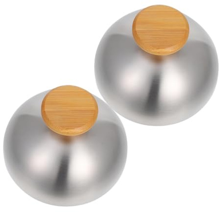 Cabilock 2 Stück-pack Edelstahl Käse Schmelzkuppel Rund mit Hitzebeständigem Griff Lebensmittelecht und Leicht zu Verstauen für Grill und Küche als Burger Abdeckung