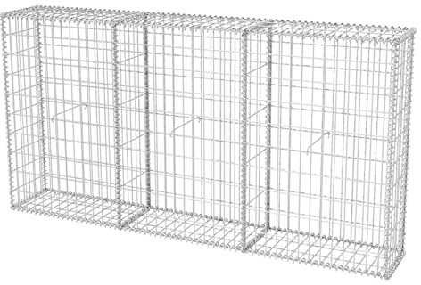 Tidyard Panier de gabion Acier galvanisé 200x30x100 cm, Mur à Gabion Clôture en Maille pour Jardin, Terrasse, Arrière-Cour, Extérieur