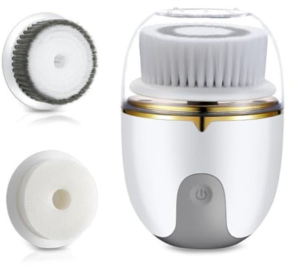 Spogliatoio elettrico per viso - Pulizia viso ricaricabile, esfoliante per la pelle impermeabile | Scrub di rotazione profonda del viso con 3 testine di spazzola profonda, strumento facciale USB