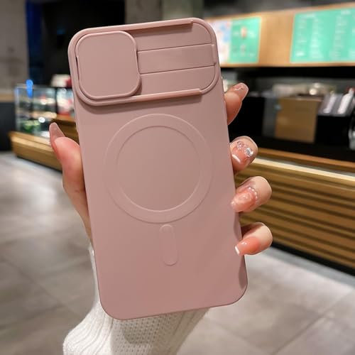 PYYLTTP Custodia protettiva opaca scorrevole per iPhone 14, 12, 13 Pro Max, custodia magnetica per iPhone 14 Plus, 12, 13 Mini (per iPhone 11/Rosa)