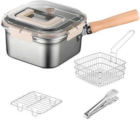 Raypontia Piccola Pentola Friggitrice con Cestello | Padella per Frittura Profonda Outdoor per Campeggio - Cucina da Esterno per Campeggio Picnic Giardino BBQ Feste Familiari