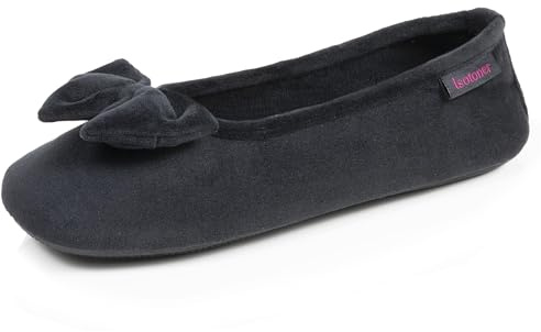 Isotoner Chaussons pantoufles Ballerines femme semelle ultra-souple, confortables, semelle à mémoire de forme, 39/40, noir