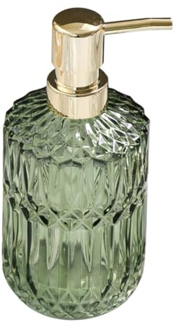 MOTHNUR Dispenser Di Sapone in Vetro 400ml Bottiglia a Mano Per Lozione Shampoo Design Europeo Opaco Verde Per Casa e Bagno Ricaricabile Pompa a Pressione Portatile