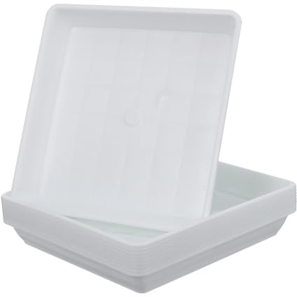 Toddmomy 10 Vassoi Quadrati in Plastica Bianca per Vasi di Piante Piccolo Sottovaso per Bonsai Protezione Superfici Giardino