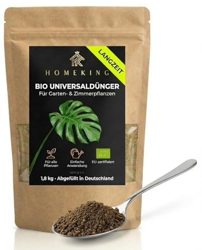 HOMEKING Bio Guano Pulver 1,8 kg – NPK 5-3-4 + CalMag – organischer Langzeitdünger für Tomaten, Gemüse, Hochbeet & Zimmerpflanzen – geruchsarm – 100% Konzentrat