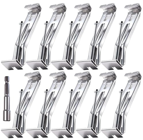 LEONTOOL 10PCS 5 Inch Gutter Hangers with A Pre-Inserted Rust Resistant Screw, Quick Screw Gutter Clips Hidden Gutter Bracket,Includes 1/4inch Hex Drill Bit,for K-Style Gutter Hanger