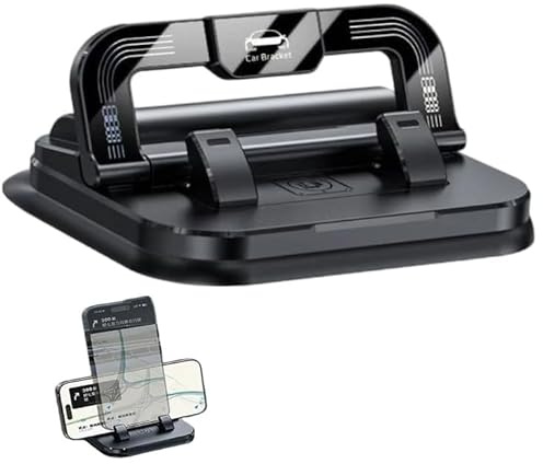Soporte para teléfono de coche con ventosa fuerte, 2 en 1 con ángulos de visión ajustables para salpicadero con placa de número de contacto de emergencia oculta, soporte antideslizante para todos los