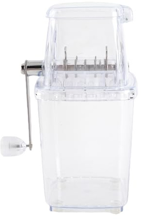 Tritaghiaccio manuale a manovella per uso domestico Tritaghiaccio portatile trasparente senza BPA con lame in acciaio inossidabile per bevande, piatti di ghiaccio e preparazione (con ventose)