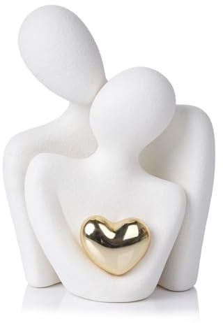 Lufdegim Romantische Paar Statue Abstrakte Skulptur Mini-Paar-Statue Wohnzimmer Deko Moderne Keramik Figuren Paare Skulptur für Hochzeitsdeko Heimdekoration Romantische Geschenke