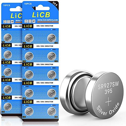 LiCB Lot de 20 piles bouton SR927SW LR927 AG7 SR929SW 395 399 1,55 V pour montre