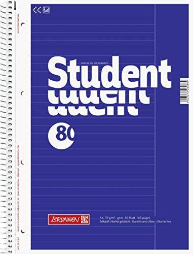Brunnen 1067925 Notizblock / Collegeblock Student (A4, liniert, Lineatur 25, 70 g/m², 80 Blatt) 5 Stück