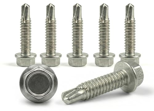 PROTECH 10 Stück Bohrschrauben 6,3x25 DIN 7504 mit Sechskantkopf und Bund Form K Edelstahl A2 V2A Rostfrei Blechschraube Schnellbauschrauben