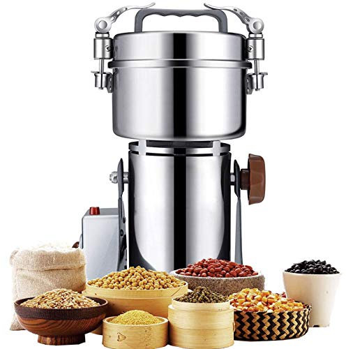 DFGENLY Molino de Cereales Eléctrico, Molienda Grinder para Especias Medicina Herbaria Grano Comercial de Gran Capacidad Molinillo, Máquina de Molienda con Protección de Sobrecarga