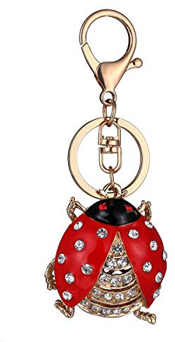 TENDYCOCO Marienkäfer Schlüsselanhänger Mit Strass Auto Und Taschenanhänger Kreatives Geschenk Für Alltag Und Dekoration 4.33X1.57X0.79 Zoll