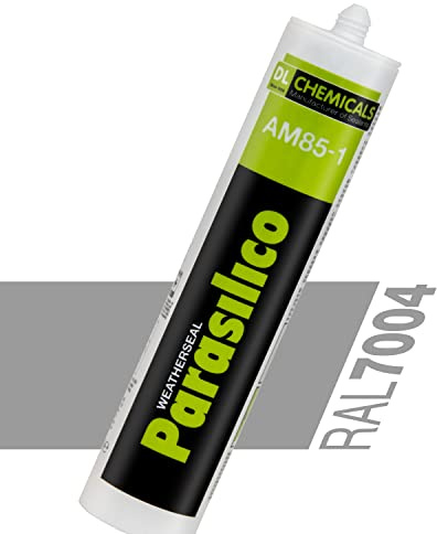 Profi Silikon Parasilico 310ml Kartusche Dichtstoff Sanitär, Küchenbereich, Innen-und Außen Bausilikon, Große Farbauswahl (2x Kartuschen, hellgrau/manhattan RAL 7004)