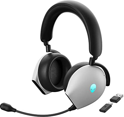 Alienware AW920H Tri-Mode Wireless Gaming Headset - Dolby Atmos Virtual Surround Sound, Active & AI-Driven Noise-Cancelling, USB-C Dongle - Lunar Light