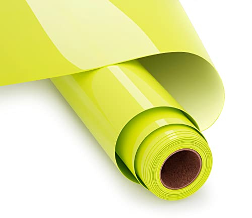 UIOK Plotterfolie Textil 30,5 x 365,7 cm, flexfolie plotter textil, neon gul flexfolie strykfolie plotter värmeöverföring vinyl för gör-det-själv t-shirt, överföringsfolie plotter flexfolie för Cricut (neongul)